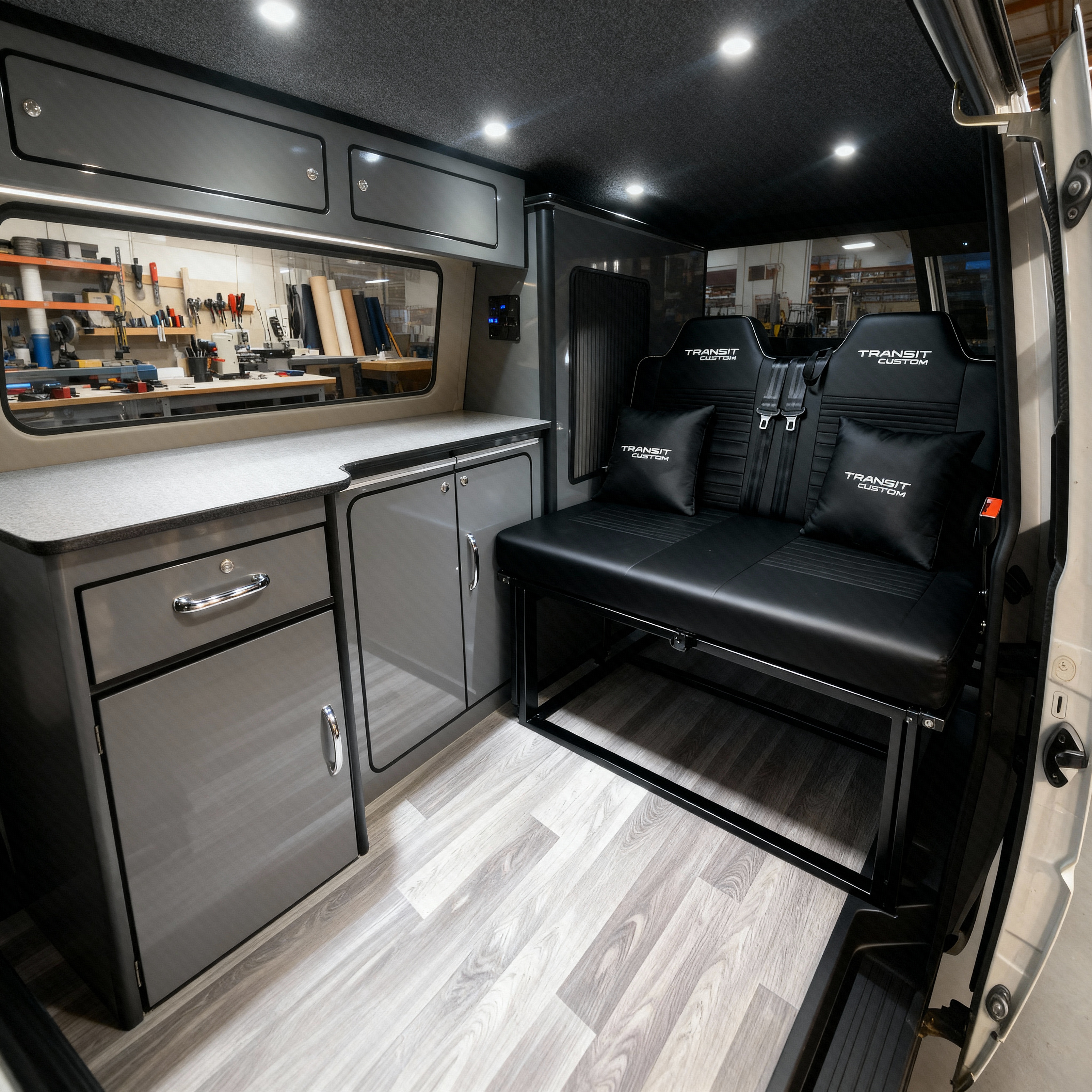 Black Ford custom rock n roll bed upholstery Stockton on Tees